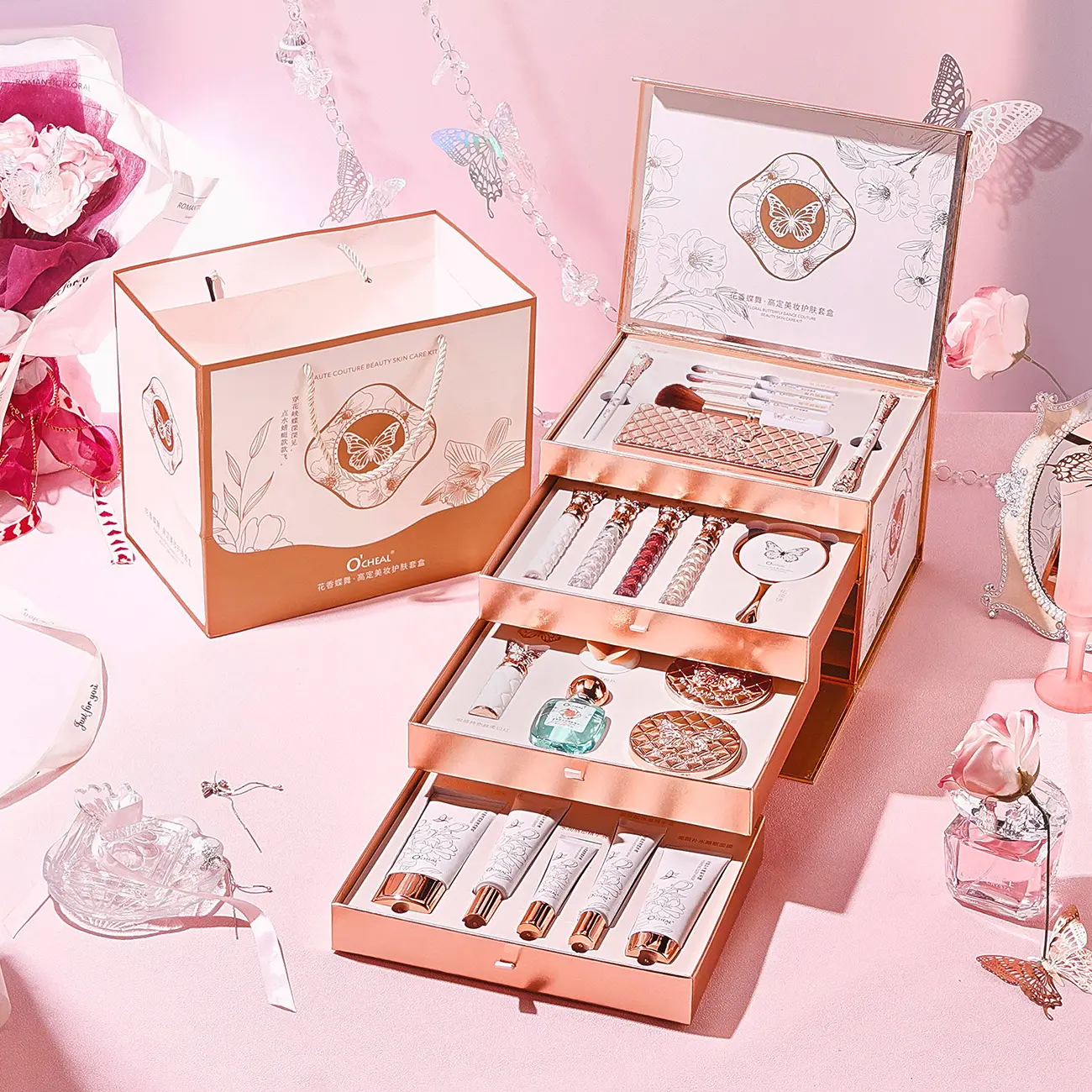 ミュゼ コスメセット 14点セット High end and luxurious MEIYU,YOULIYOULA, HLOFF,O'CHEAL Makeup Gift
