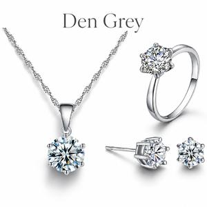 Bộ trang sức nữ 2026 mới gồm bông tai đính đá zircon 6 chấu, dây chuyền và nhẫn thiết kế tối giản sang trọng, phong cách thời trang cao cấp, phụ kiện nữ dễ phối đồ, phù hợp đi làm đi chơi hẹn hò, quà tặng sinh nhật lễ tình nhân