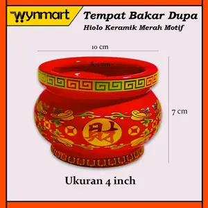 Tempat Dupa / Hiolo Keramik Merah Ukuran 4 inch