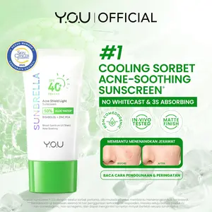 [NEW] YOU Acne Shield Light Sunscreen Sunbrella  SPF40+ PA++++ Tabir Surya Oil Control untuk Kulit Berjerawat Sensitive Acne Skin Friendly Ringan UVA UVB Blue Light Skincare Sunblock Tidak Berminyak All Skin Type