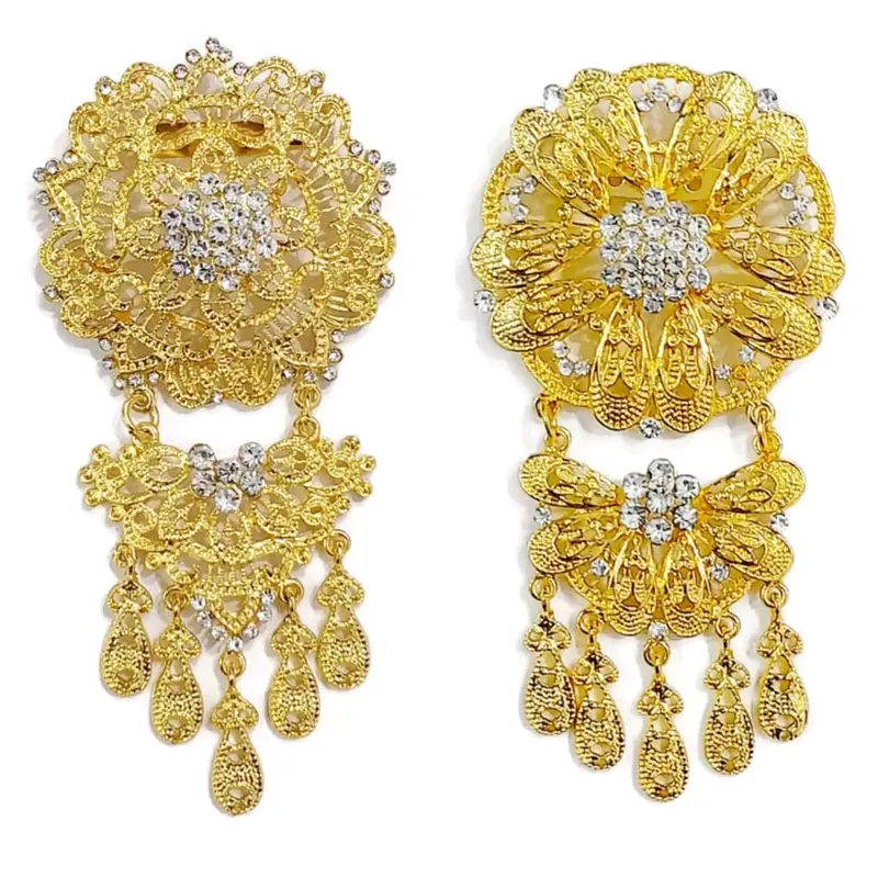Bros KutuBaru Elegan Motif Angsa & Bunga Mata Dua Warna Gold Silver Clips 1