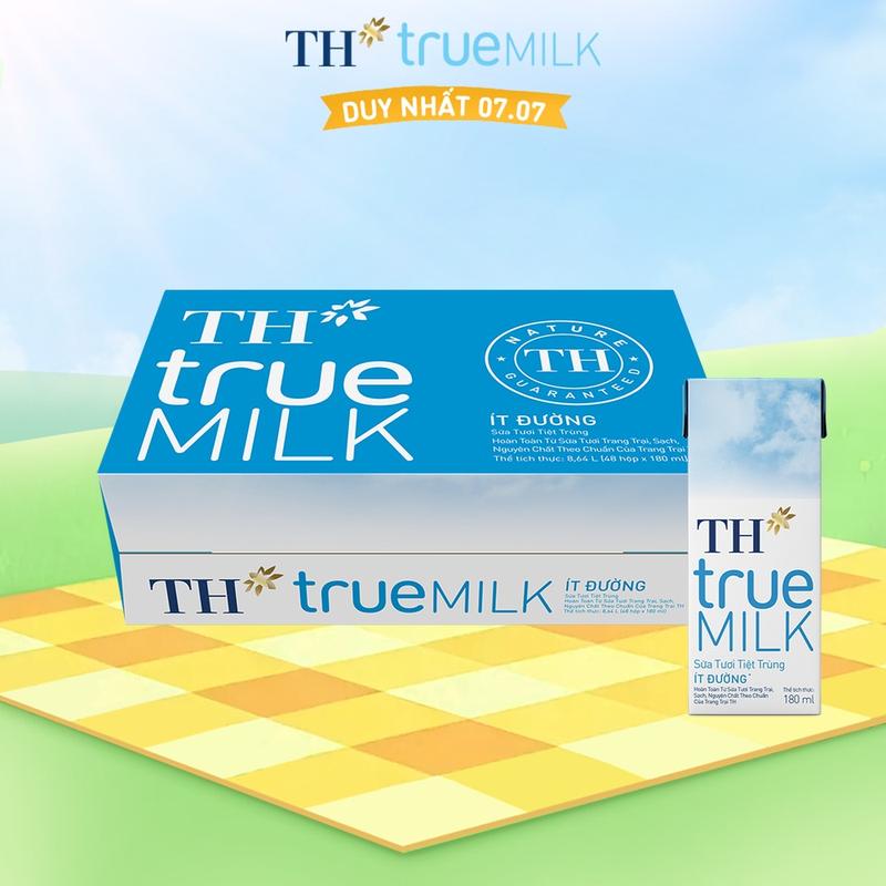 [Affiliate] Thùng 48 hộp sữa tươi tiệt trùng ít đường TH True Milk 180ml (180ml x 48)