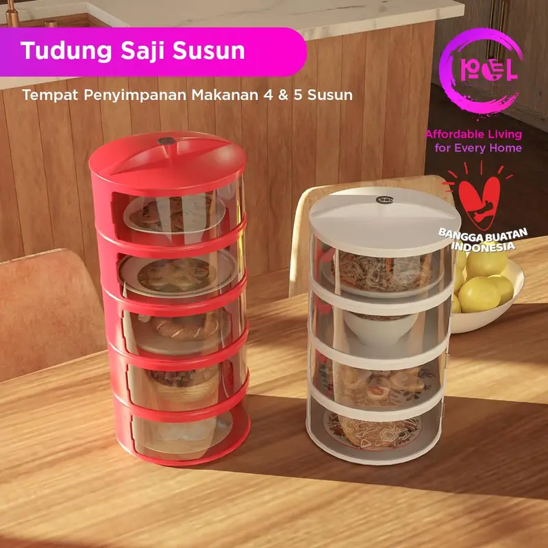 (POL) PAKET RAK MAKANAN 3 IN 1 | Dispenser Beras 10kg + Tudung Saji 4 Susun + Wadah Pengering 3PCS 4
