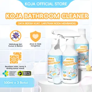 KOJA Pembersih Kamar Mandi 500ml x 3 Botol Khusus Toilet & Keramik Aroma Persik Lembut Tanpa Bau Menyengat 99.9% Penghapusan Bakteri & Penghilang Noda Efektif