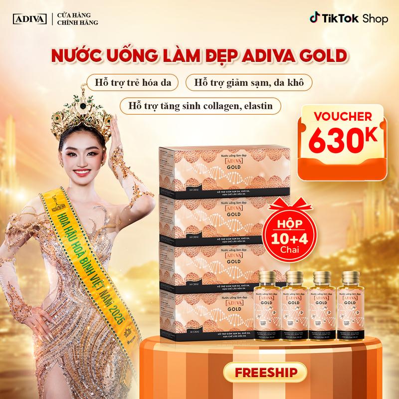 Combo 4 Hộp Nước Uống Làm Đẹp Collagen ADIVA Gold -Giúp Da Giảm Nếp Nhăn Và Chống Lão Hóa