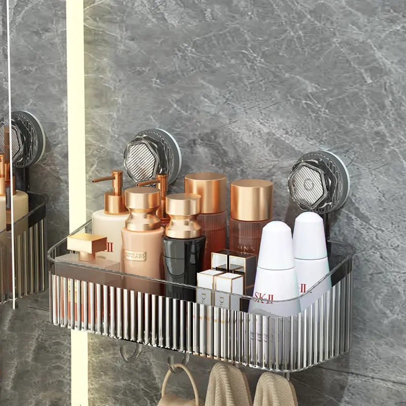 Wall-mounted swivel suction cup shelf, toilet bathroom storage shelf, face towel storage box, wall-mounted non-punching Organiser Racks