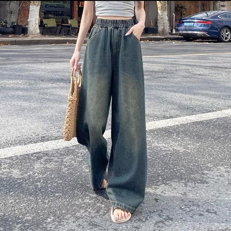 3 SIZE 45-60KG TÙY CHIỀU CAO] QUẦN JEAN CC0123 ỐNG SUÔNG CÓ DÂY RÚT THẬT QUẦN DÀI 98CM ỐN RỘNG 28CM HOT TREND NỮ 1
