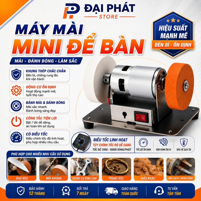 Máy Mài Dao 2 Đá Điều Chỉnh Tốc Độ - Dụng Cụ Mài Dao Kéo Đa Năng 100W Điều…