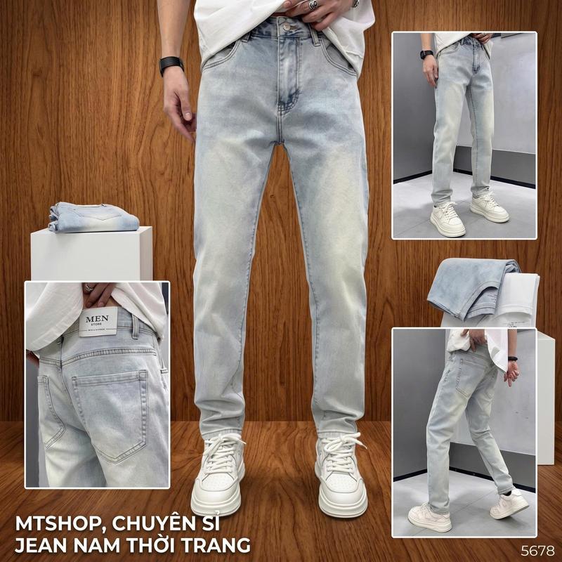 Quần Jean Nam Ống Suông Cạp Cao Wash MTShop, Quần Jean Baggy Loang Cao Cấp Phong Cách Hàn Quốc-Mã DN5678