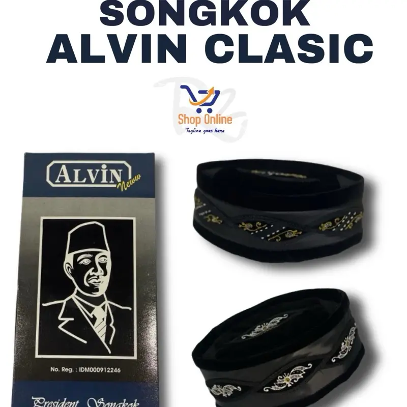 SONGKOK ALVIN CLASIC, SONGKOK BORDEL HITAM POLOS PRIA