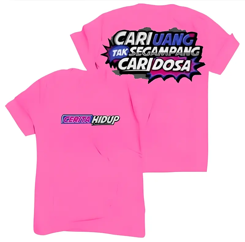 kaos atasan dewasa PRIA/WANITA T-SHIRT variasi kaos oblong distro motif kata kata CERITA HIDUP 5