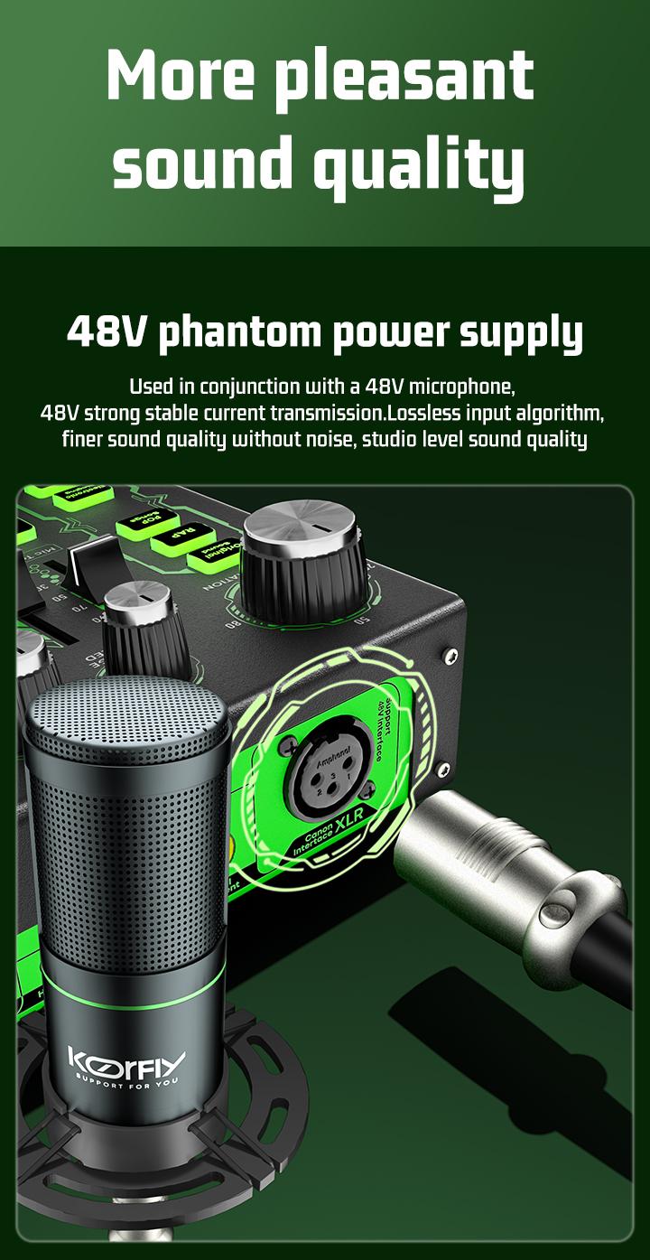 Product Introduction of koorfly-KF01 sound card ZX320 mic set Audio Bluetooth External Peralatan Bernyanyi atau siaran langsung dengan headphones dan microphone 38