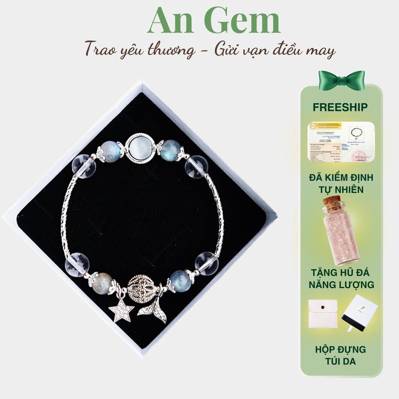 Vòng tay đá mix charm An Gem trắng mix xà cừ full charm phụ kiện đeo tay nữ quà tặng sinh nhật giáng sinh Noel Tết Valentine Bracelet [TẶNG HŨ ĐÁ NĂNG LƯỢNG]