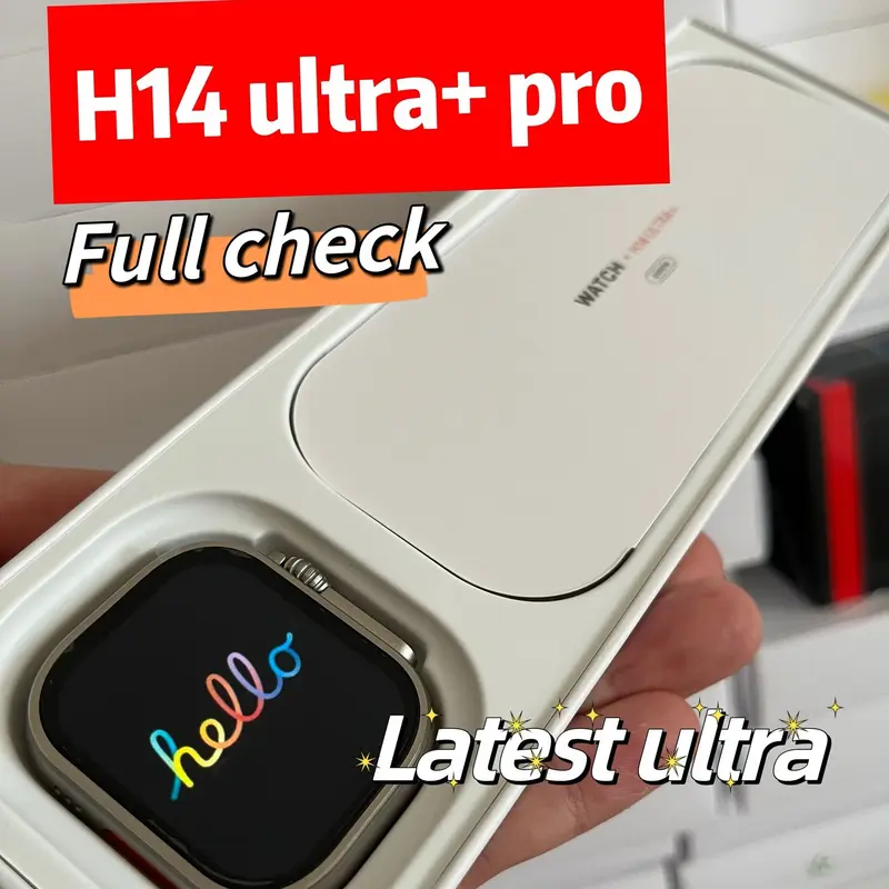 Đồng hồ thông minh Hello H14 Ultra + pro dành cho nam và nữ, Bluetooth , cuộc gọi, âm nhạc địa phương, la bàn, ROM 1GB, 2,04 inch, 49mm, mới Smartwatch Watch Sim Màn Hình Kem 0