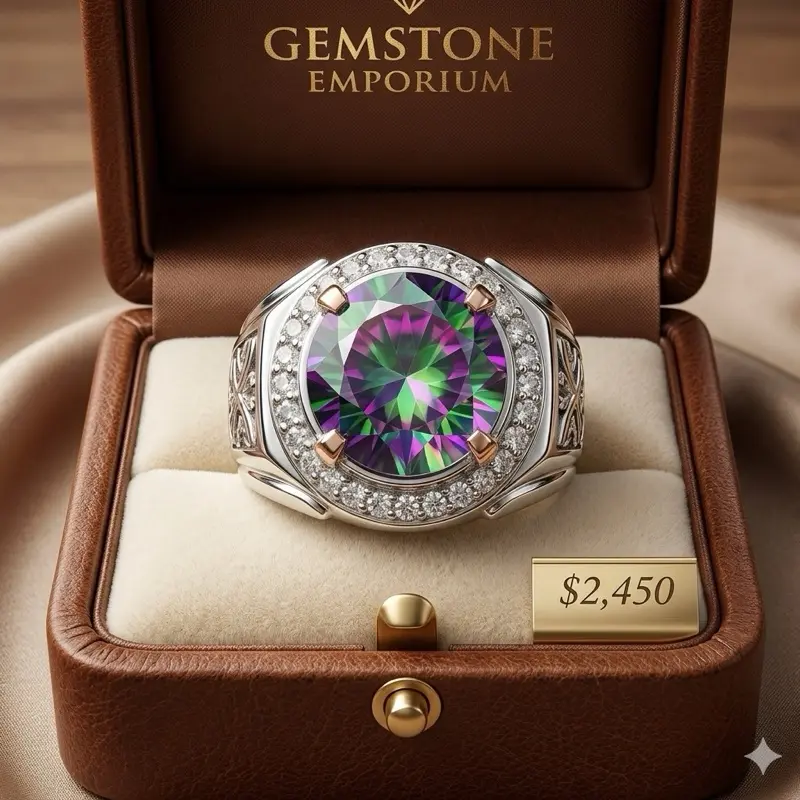 Cincin Batu Permata Natural Rainbow Mystik Hot Luster