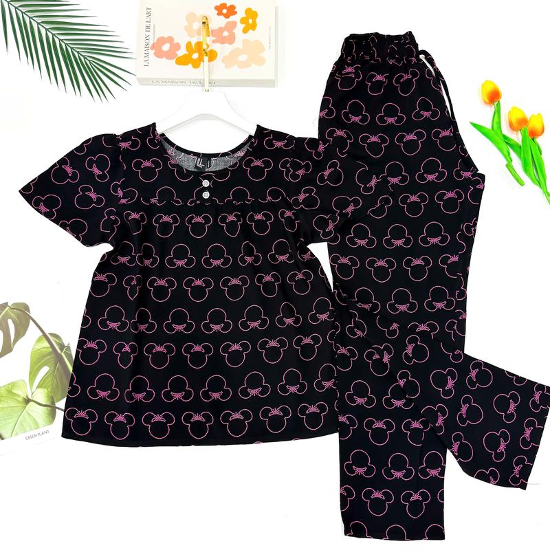  Đồ Tole Nữ Mặc Nhà Bộ Lanh Quần Dài Phối Nút Tay Ngắn VNXK F21 45-75kg cao cấp có BigSize - HappyHouse93 