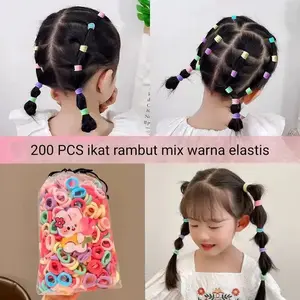 [G-SPEEDS] 200PCS Karet Ikat Rambut Donat Mix Warna Karet Rambut Elastis Mini Karet Rambut Anak Termurah