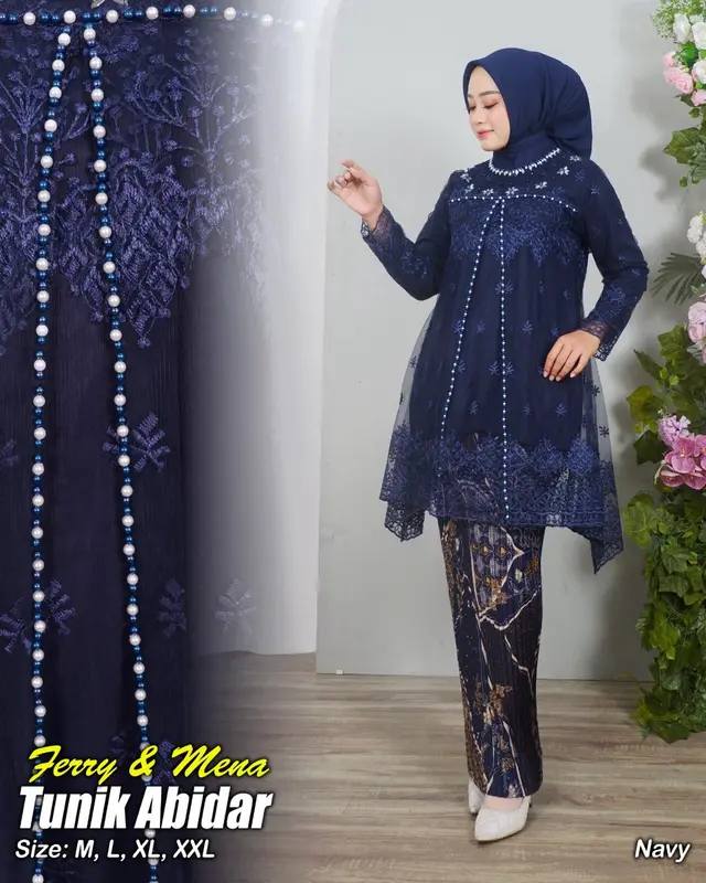 SET KEBAYA MODERN TUNIK ABIDAR PAYET BAJU SERAGAM PESTA ELEGAN KEBAYA KONDANGAN MEWAH KEKINIAN 4