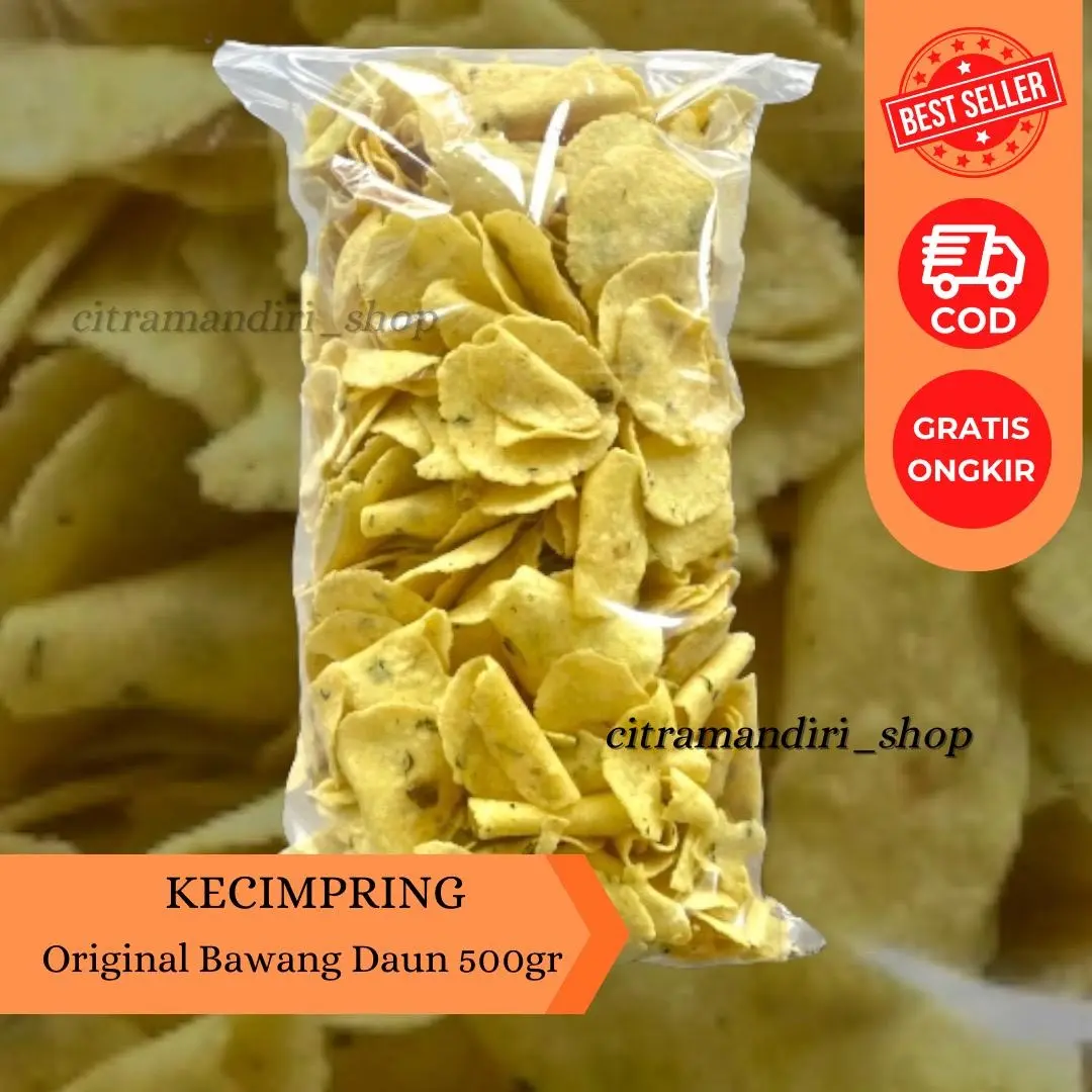 Kecimpring Singkong Bawang Daun 500 Gr Makanan Ringan / Cemilan / Snack Food Khas Kunungan