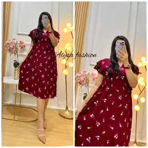 Amona Dress Cantik Model terbaru Rayon⁷7 Premium Grade A Bumil Busui Friedly Baju Bunga