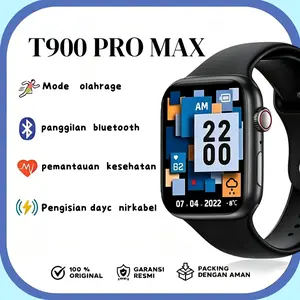 Jam Tangan Pintar T900 Pro Max 2.01" Layar HD | Bluetooth Call, Olahraga Tracker & Health Monitor, IP67 Anti Air, Wireless Charging, Garansi Resmi 1 Tahun