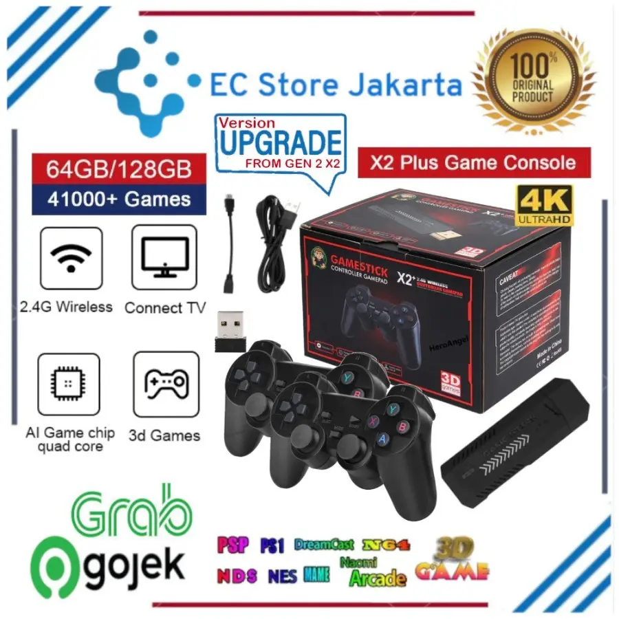 Game Stick 4K Gen 2 Retro Video Game Console Wireless Gamepad HDMI TV