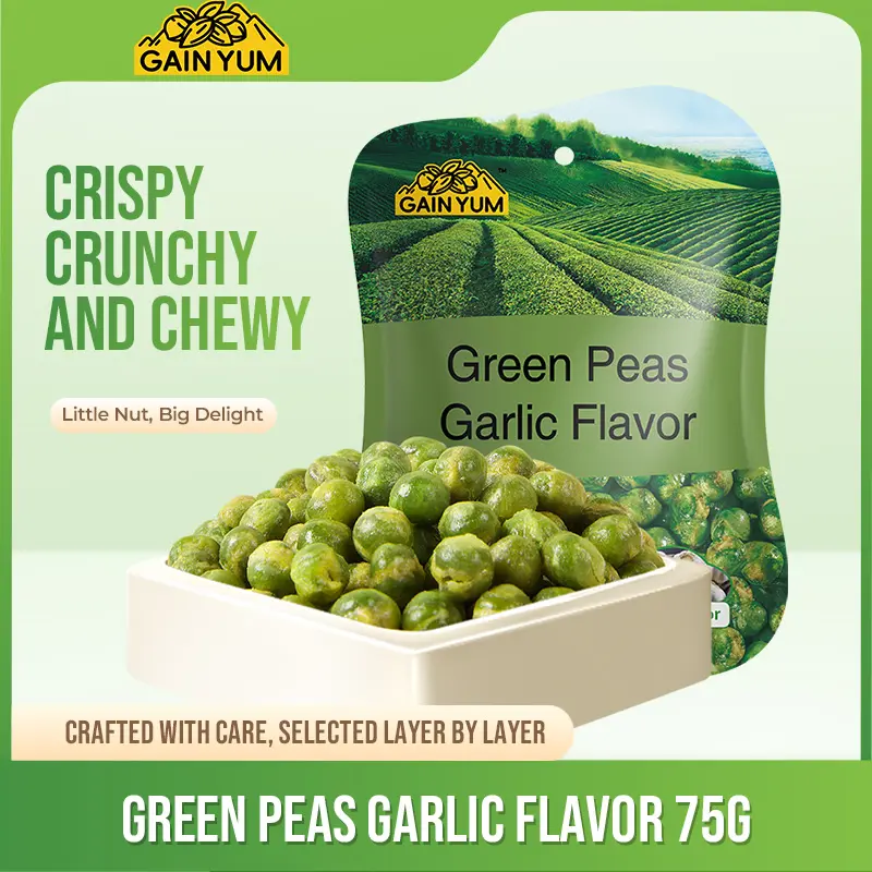 GainYum - Kacang Polong Rasa Bawang Putih 75G