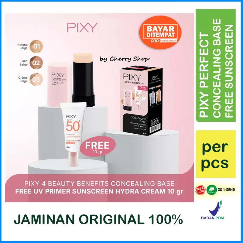 [CONCEALING BASE GRATIS SUNSCREEN] PIXY 4 Beauty Benefits Concealing Base FREE UV Primer Sunscreen Hydra Cream 10gr By Cherry Shop 0