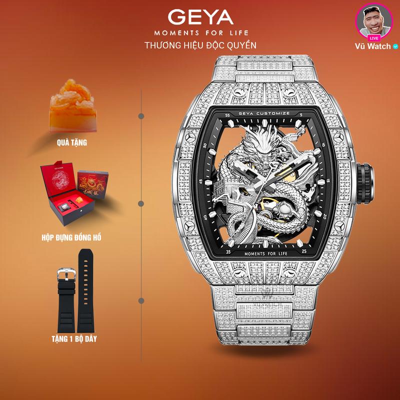 Đồng hồ cơ nam GEYA G78159 1520 | Tặng 1 bộ dây hộp đựng ấn ngọc 1 lần thay kính miễn phí