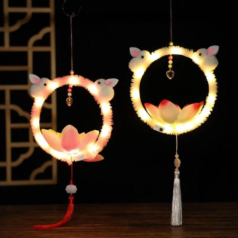 Portable With Tassels Children's Rabbit Lantern Chinese Style Traditional Bunny Handmade Lantern Finished Mid-Autumn Festival Lantern Mooncake Festival 0