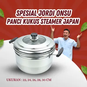 Special Jordi Onsu - Panci Kukus Steamer Japan Bahan Stainless Steel Premium Ukuran 22, 24, 26, 28, 30 CM Panci Tebal Serbaguna u