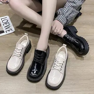 Sepatu Docmart Wanita Platfrom Loafers Wanita Sepatu Wanita Mary Janes Sepatu Boots Model Tali Sepatu Sekolah Hitam Oxfords Sepatu Boots Kulit Wanita Korea Glossy Dove