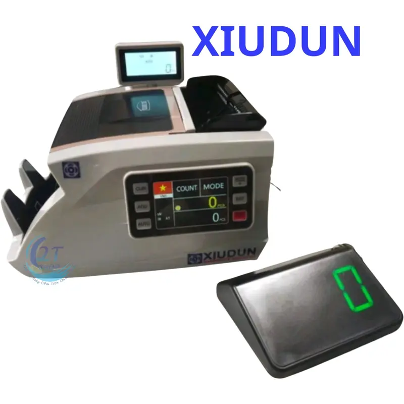 Máy đếm tiền Xiudun 9599. Hiển thị tổng tờ, tổng mệnh giá, tổng số tờ & tổng thành tiền cùng một lúc, bảo hành 24 tháng 3