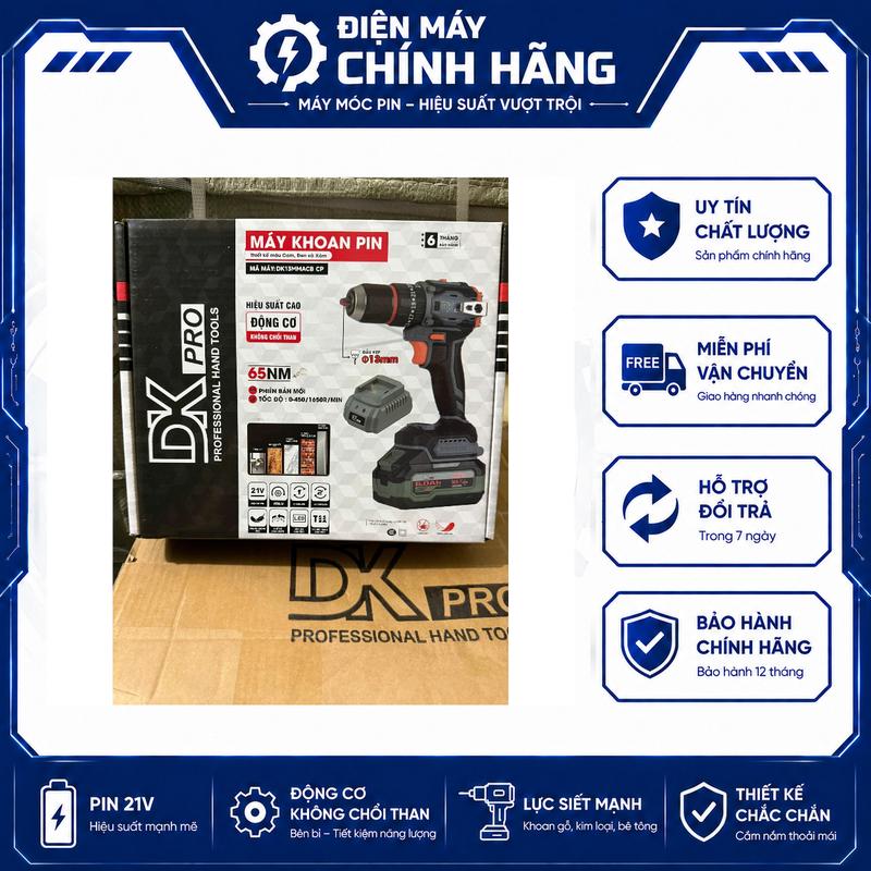 Máy Khoan Pin DKPRO DK13MMACB CP Động Cơ Không Chổi Than Chân Pin Phổ Thông