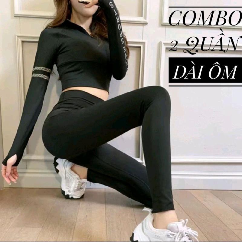 combo2 quần dài legging ôm body nữ lưng thun cạp cao có túi và không túi chất vải cotton dày co giãn 4 chiều trẻ trung năng động LG1