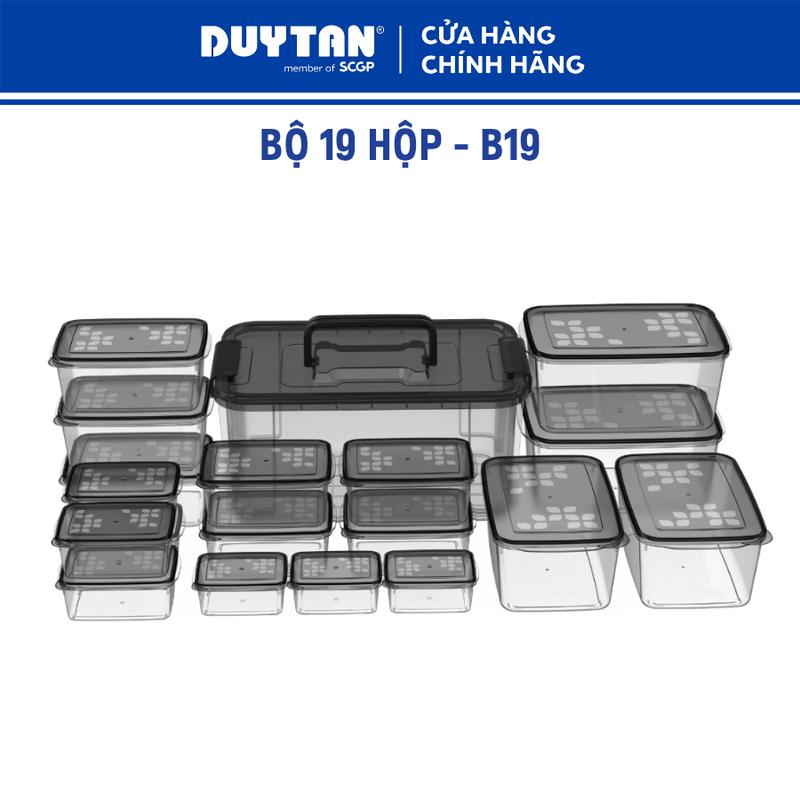 Bộ hộp B19, combo 19 hộp đựng thực phẩm DUY TÂN đủ size từ 150ml đến 7200ml chịu nhiệt, dùng được cho lò vi sóng, tủ đông
