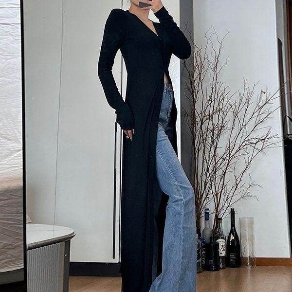 Product Introduction of Women's Japanese cardigan, cold wind, Internet celebrity royal sister Fan, long ice silk cardigan, fashionable and versatile, lazy, sweet and cool, fried street, thin top tide Black Slim-fitting 14