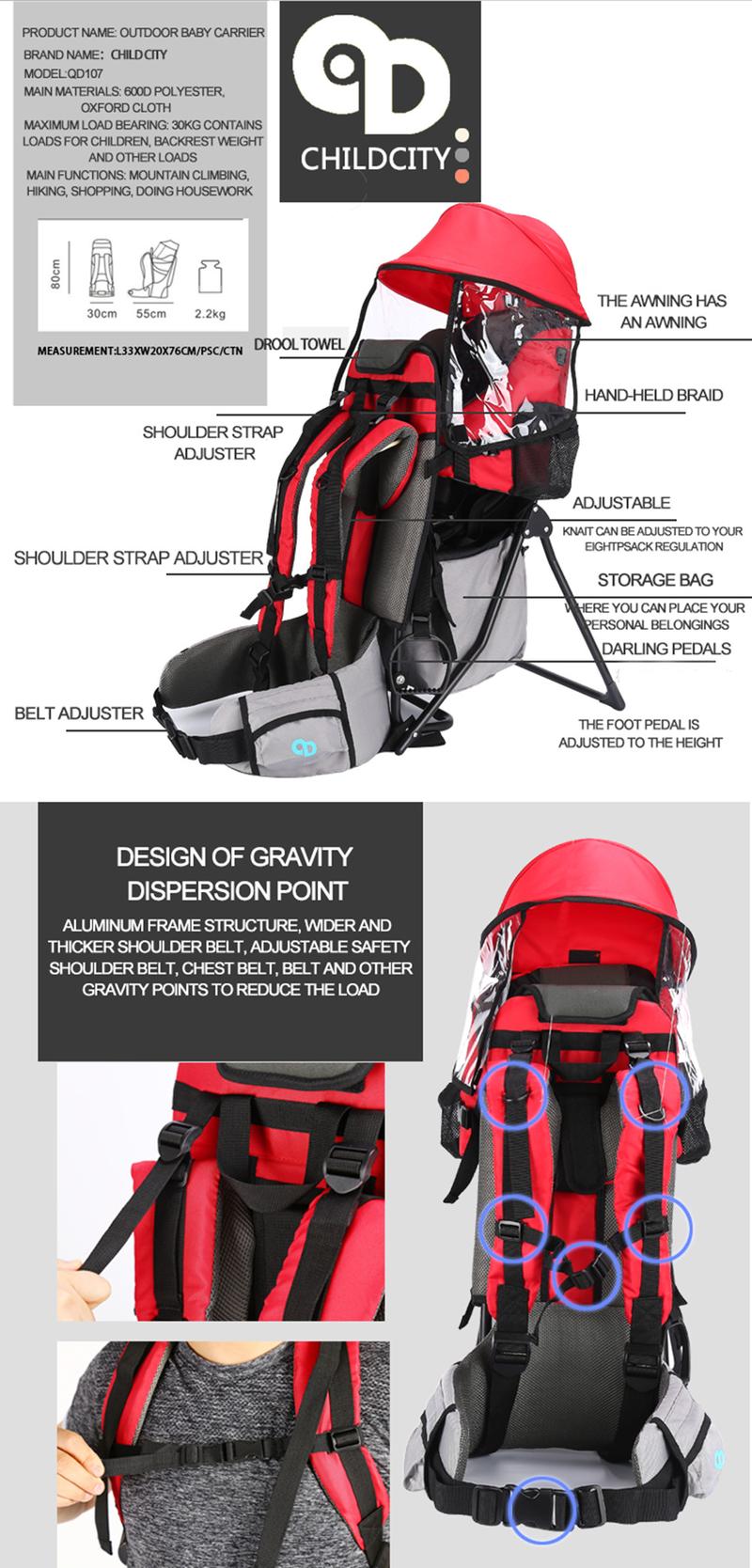 Product Introduction of Travel Outside Baby Carrier Shoulder Saddle Seat Baby Multifunctional Carrier Backpack With Hip Hiking Seat Baby Backpack Hiking Child Carrier Toddler 2