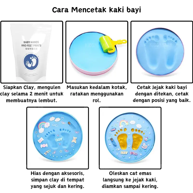KNB Baby Foot Print kit cetakan telapak tangan kaki bayi Hadiah Newborn baby / kado ulang tahun kenangan bayi 1