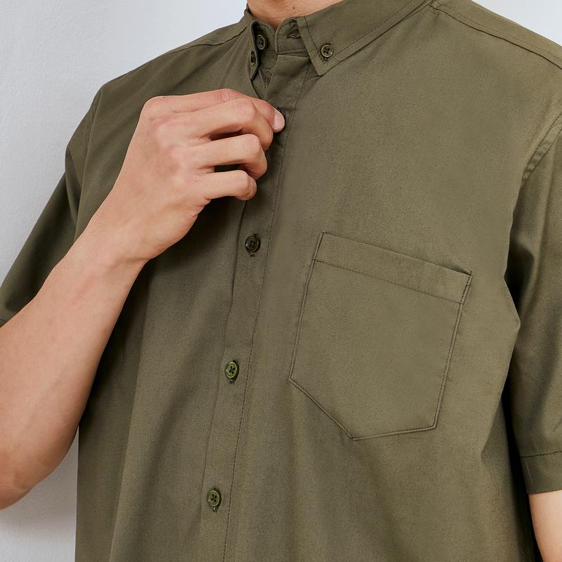 M231 Kemeja Pria Basic Polos Oxford Pendek Army 1457P 3