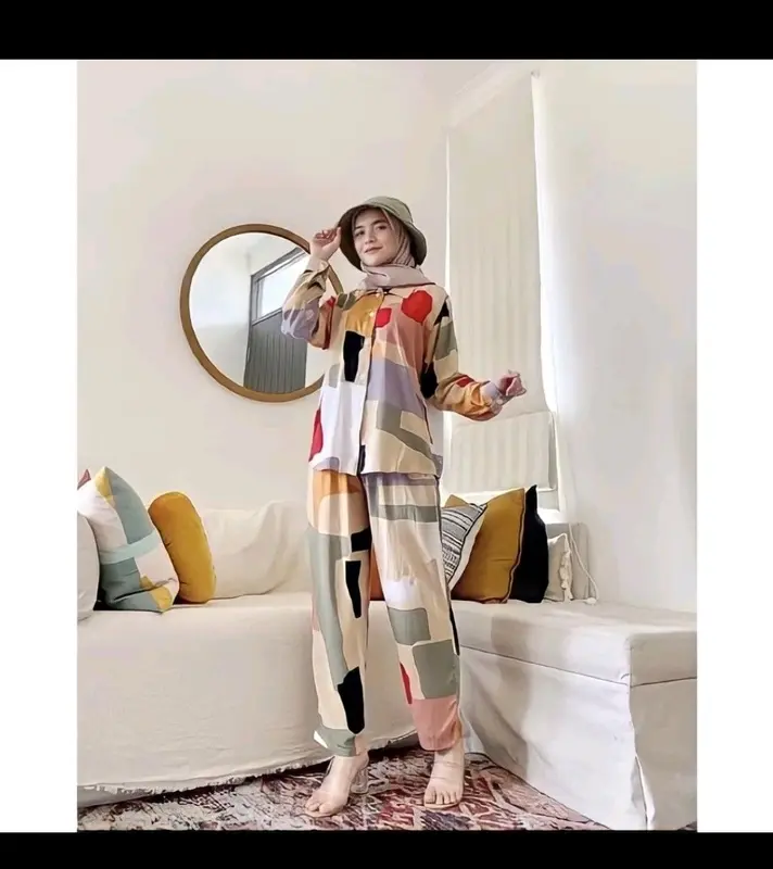 BAJU ONE WAN ON SET DAILY OOTD PAJAMAS PIYAMA PAKAIAN TIDUR CELANA SETELAN SETCEL TIE DYE 1 SATU KEMEJA BAHAN RAYON TERBARU VIRAL 3