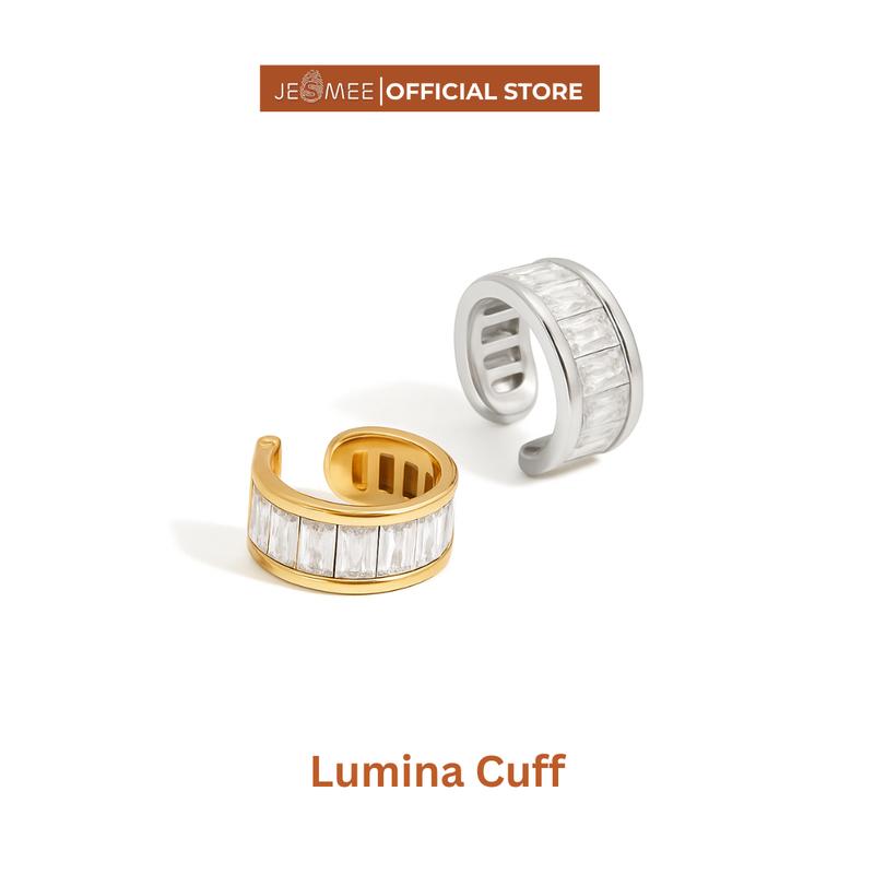 Khuyên tai kẹp Lumina Cuff lấp lánh JESMEE Thép Titan mạ đính đá Cubic Zircon E65032
