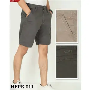KENDY pinggang kancing pjg 45cm (atas lutut) Katun Pendek Twill Pria Shorts Santai celana atas lutut