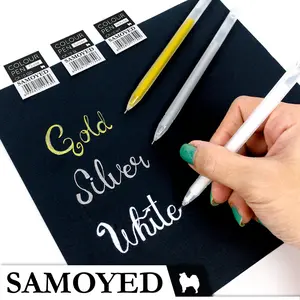 Pulpen Warna / Tinta Putih / Emas / Perak / Colour Gel Pen Samoyed CP-10 White / Gold / Silver