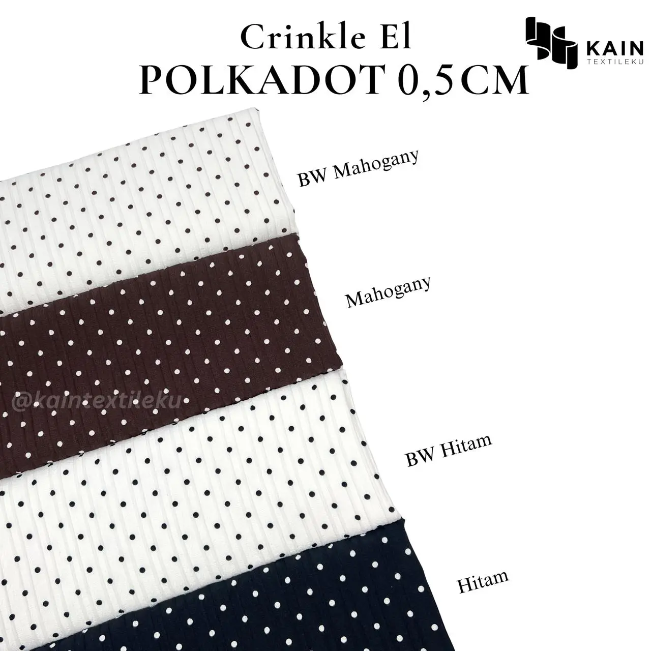 Bahan Kain Crinkle El Polkadot (0,5 cm) per 0,5 meter