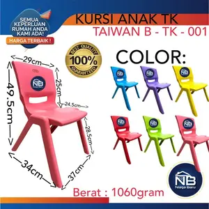 Kursi Anak TK Plastik Merk Taiwan Bangku Anak kecil Warna Warni
