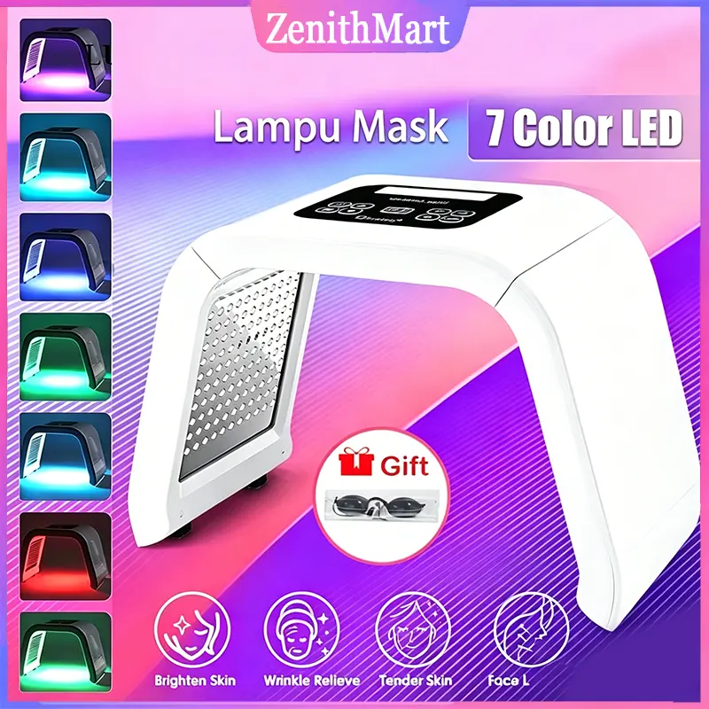 【COD】PDT LED Masker alat facial wajah Light 7 Warna Hidrasi Peremajaan Kulit Pemutih Dan Peremajaan Kulit 100% original