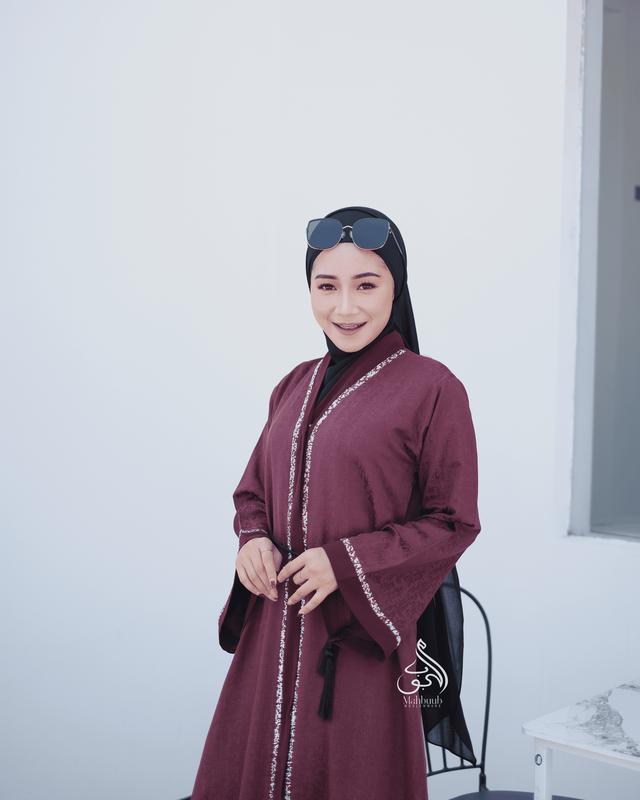 Syamila Abaya Outer Turkey Bahan Jaguard Premium Kombinasi Renda Dress Arab Saudi Mahbuub Collection 977 3