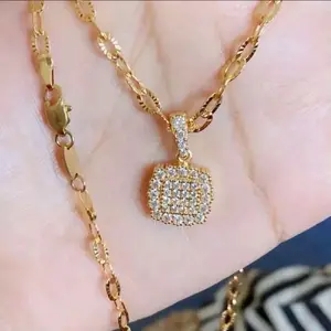 V2VE Kalung Pecah Kopi Polos dengan Liontin Kualitas Premium dan Desain Elegan untuk Tampilan Mewah