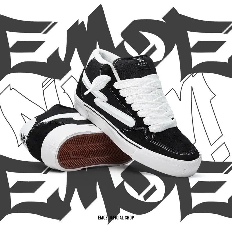 EMOE- RUSSEL MID Pria Wanita Hitam Putih Elegan Casual Karet